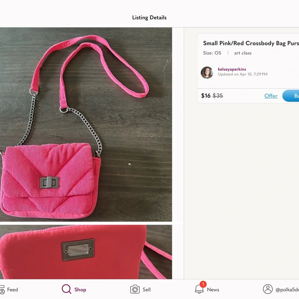 ‘Art Class’ Quilted Coral Soft Corduroy Crossbody (#2) - Picture 9 of 9